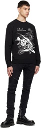 Balmain Black Flower Print Sweatshirt