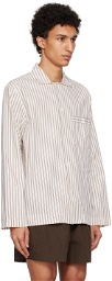 Tekla Off-White & Brown Oversized Pyjama Shirt