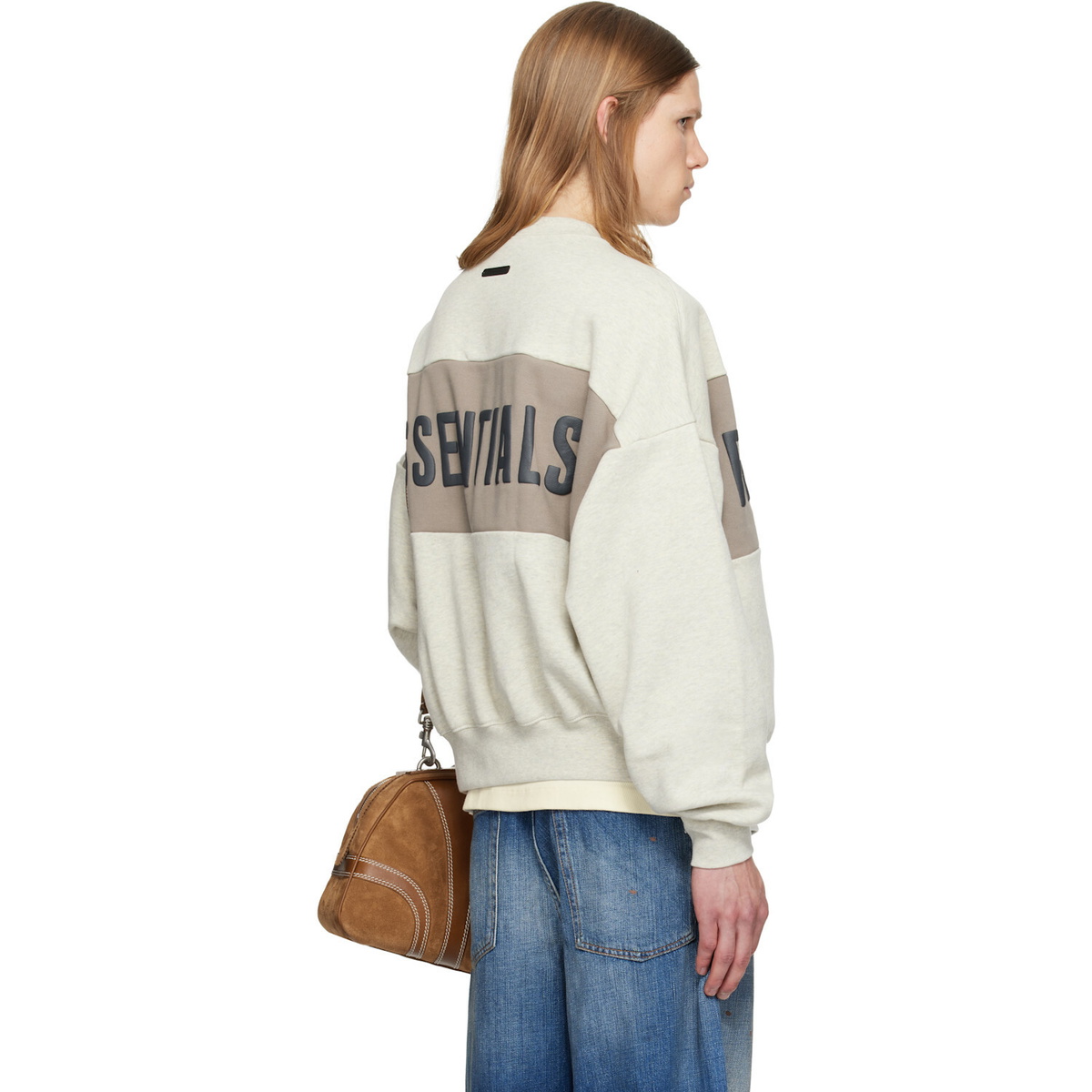 Fear of God ESSENTIALS Gray Cropped Relaxed Panelled Sweatshirt