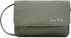 Marni Gray Marni Mending Embroidery Leather Shoulder Bag
