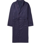 Hanro - Leano Piped Cotton-Jacquard Robe - Blue
