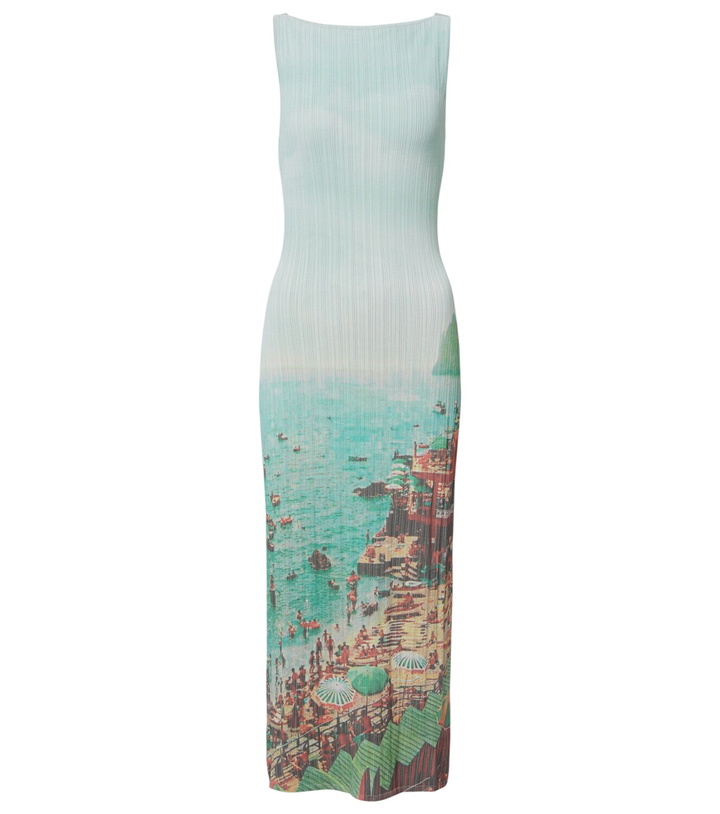 Photo: Staud Bryn printed plissé midi dress