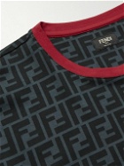 Fendi - Logo-Print Cotton-Jersey T-Shirt - Blue