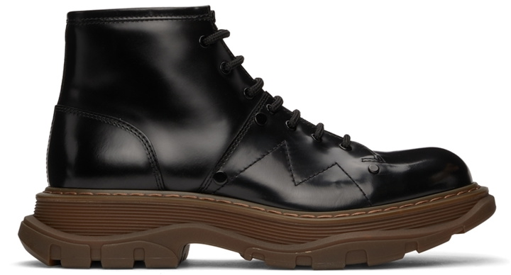 Photo: Alexander McQueen Black & Brown Tread Lace-Up Boots