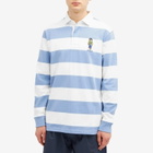 Polo Ralph Lauren Men's Varsity Bear Stripe Rugby Shirt in Campus Blue/White