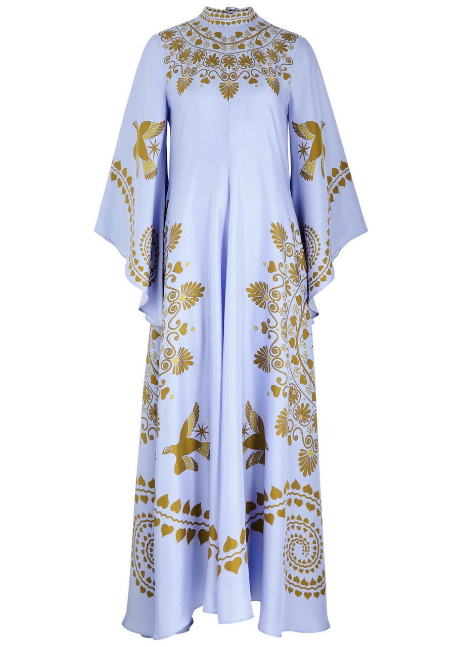 LA Double J Magnifico Printed Silk-satin Maxi Dress Blue La DoubleJ