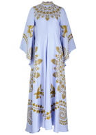LA Double J Magnifico Printed Silk-satin Maxi Dress Blue
