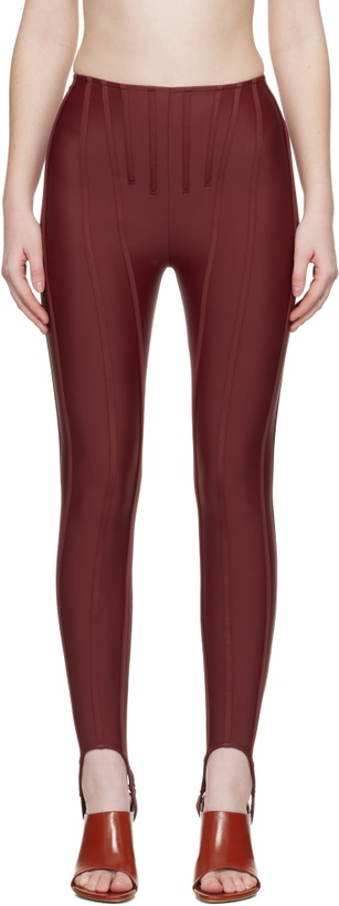Photo: Mugler SSENSE Exclusive Burgundy Corseted Leggings