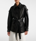 Nour Hammour Perrin belted leather jacket