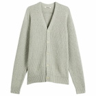 Auralee Men's Cashmere Silk Melange Knit Cardigan in Mix Mint Gray