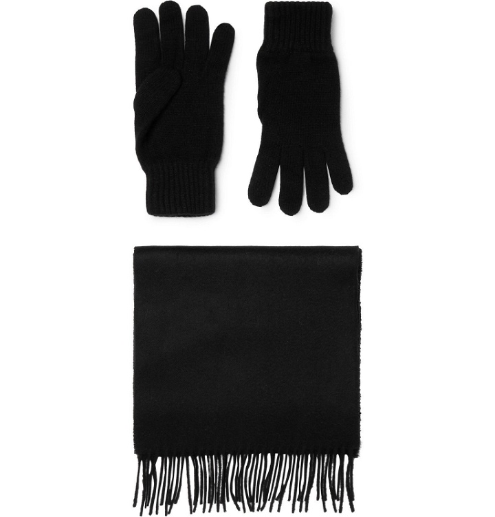 Photo: Johnstons of Elgin - Cashmere Scarf and Gloves Set - Black