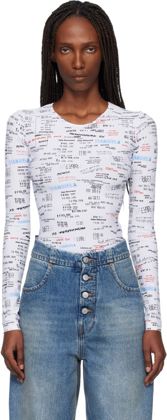 Photo: MM6 Maison Margiela White & Black Scoop Neck Bodysuit