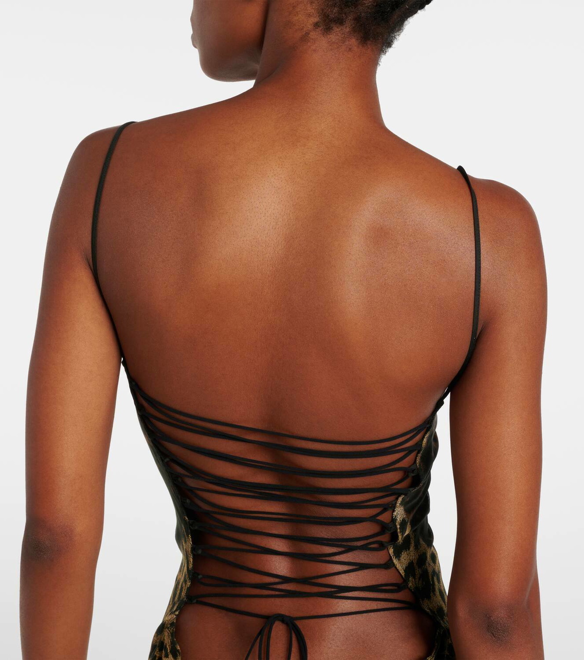 jean paul gaultier leopard print silk chiffon maxi dress Jean Paul Gaultier Leopard Print Long Dress in Black