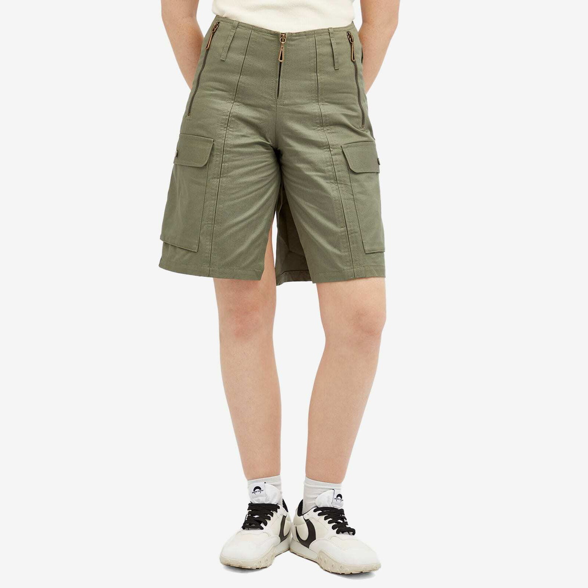 Paco Rabanne Women's Long Cargo Shorts in Green