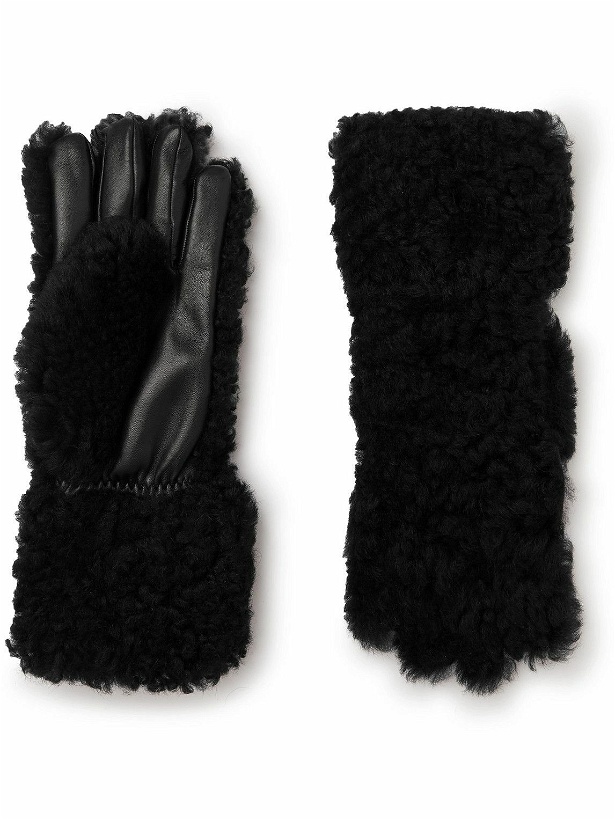 Photo: Bottega Veneta - Shearling and Leather Gloves - Black