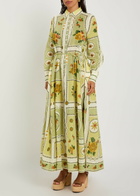Alemais Dixie Printed Ramie Maxi Shirt Dress Yellow