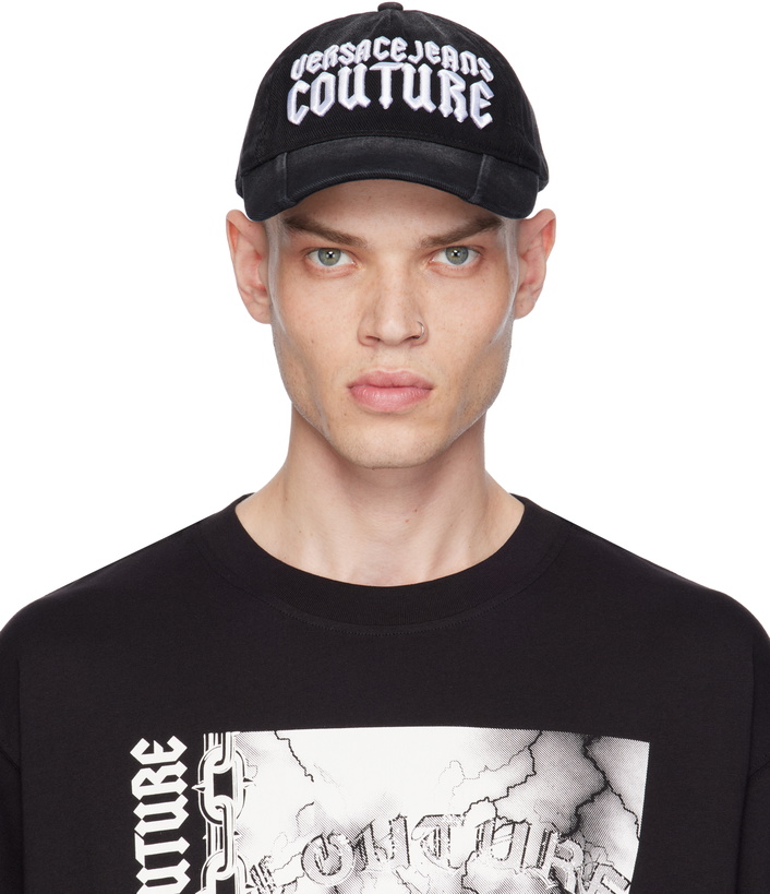 Photo: Versace Jeans Couture Black Gothic Embroidered Logo Cap