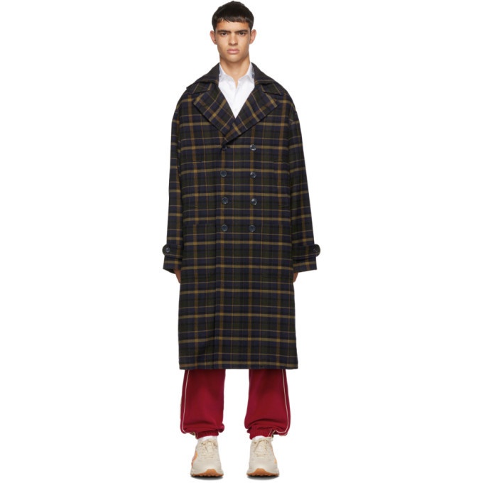 Photo: Gucci Blue and Yellow Check Hooded Coat
