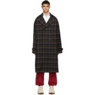 Gucci Blue and Yellow Check Hooded Coat