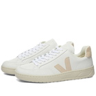 Veja Men's V-12 Leather Sneakers in Extra White/Sable