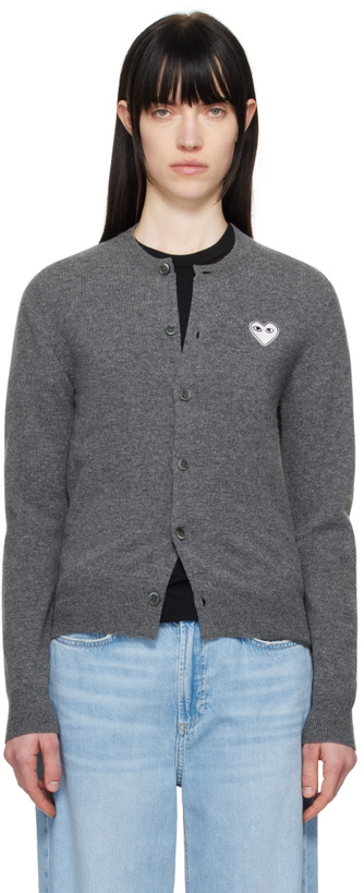 Photo: COMME des GARÇONS PLAY Gray White Heart Cardigan