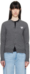 COMME des GARÇONS PLAY Gray White Heart Cardigan