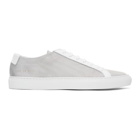 Common Projects White and Grey Mesh Achilles Sneakers