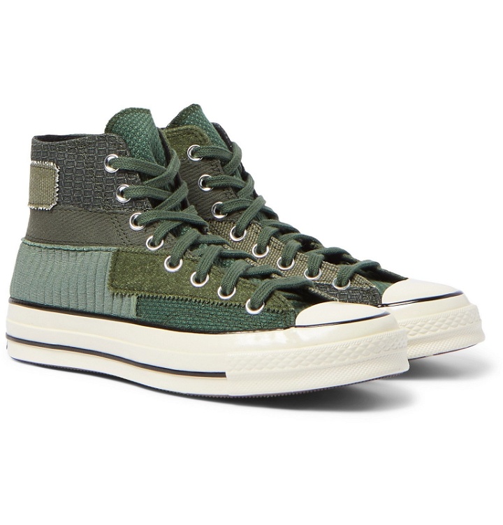 Photo: Converse - Chuck 70 Patchwork Canvas and Twill High-Top Sneakers - Green