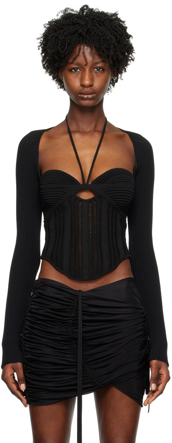 ANDREĀDAMO Black Open Front Cardigan