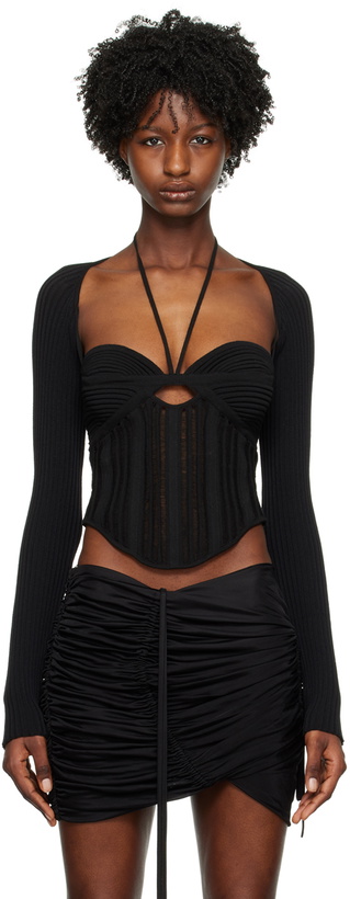 Photo: ANDREĀDAMO Black Open Front Cardigan