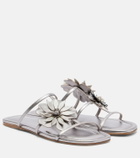 Zimmermann Floral-appliqué metallic leather sandals