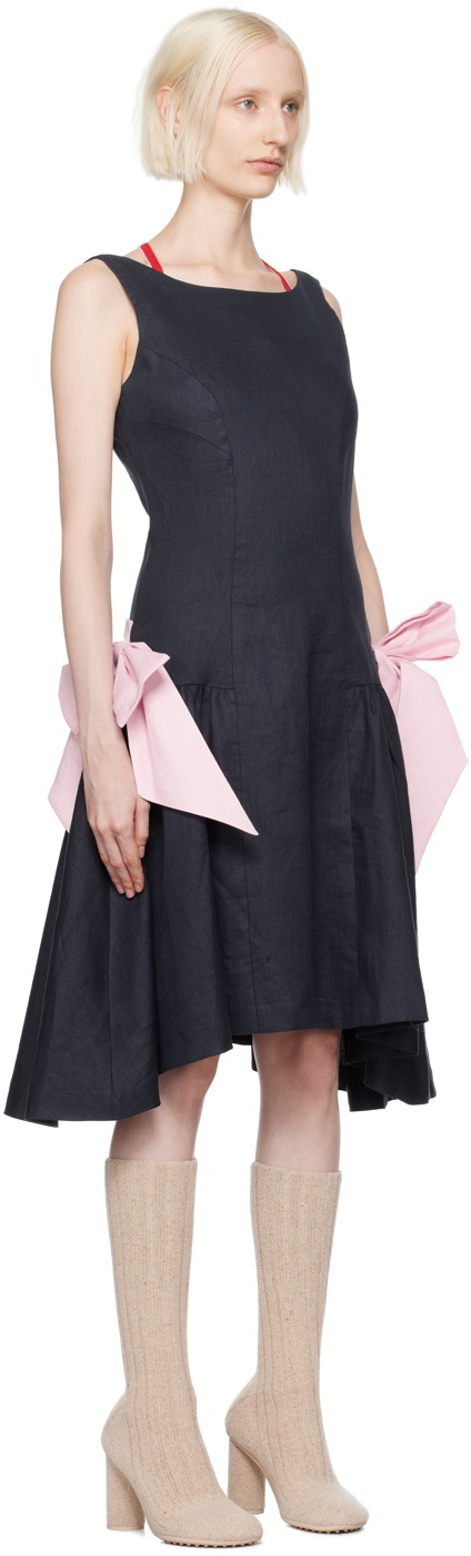 Caro Editions Navy Margrethe Midi Dress
