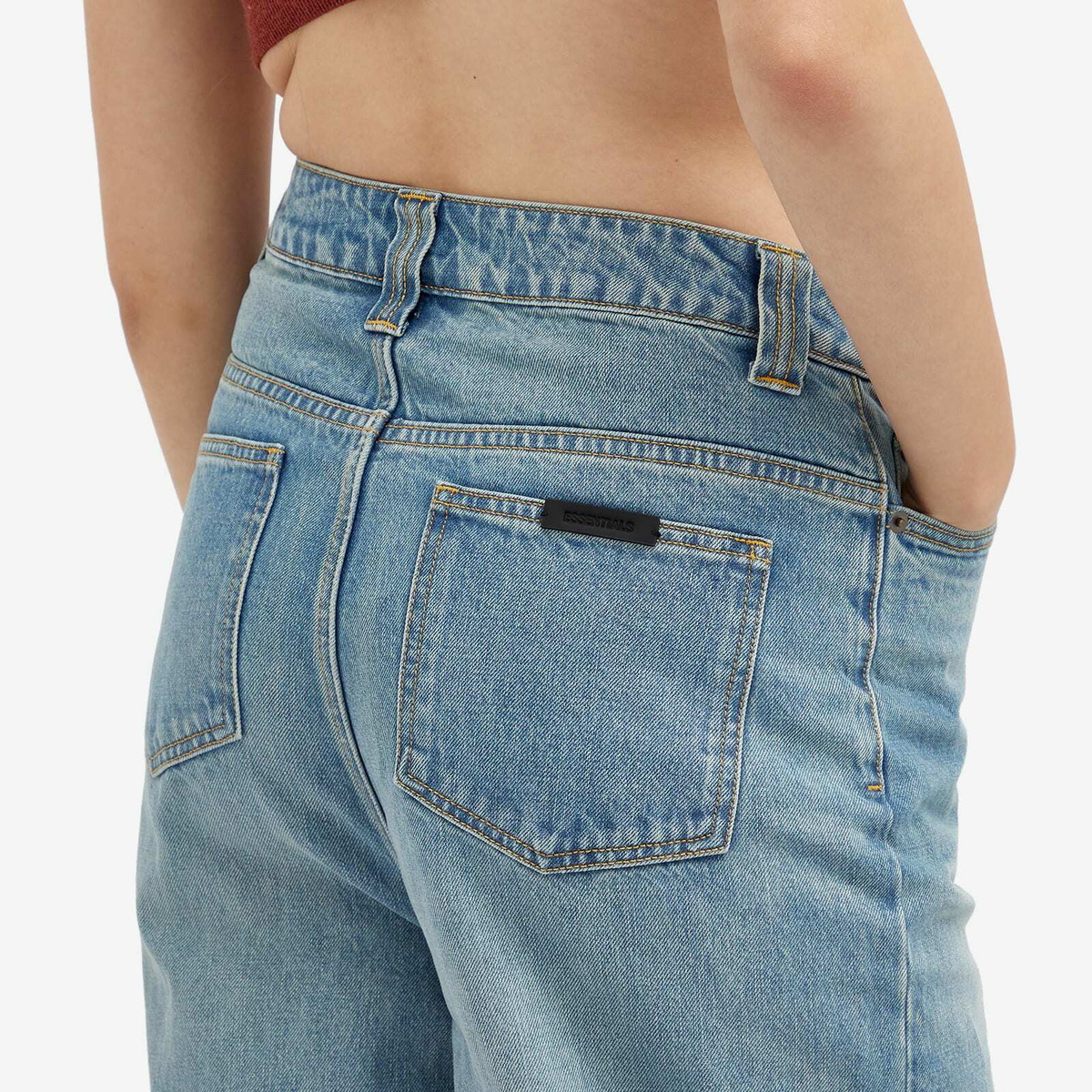 FEAR OF GOD ESSENTIALS Women's Straight Leg Denim Jean in Vintage Blue