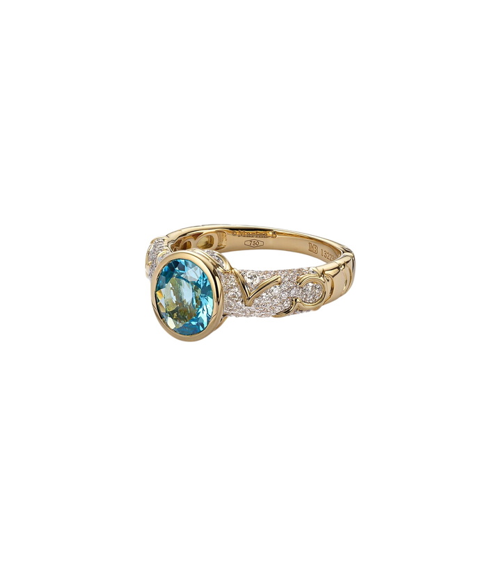 Photo: Marina B Ondine 18kt gold ring with topaz and diamonds
