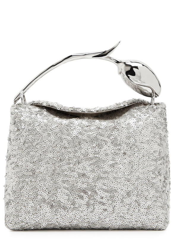 Photo: Erdem Bloom Mini Sequin-embellished top Handle bag - Silver - One Size