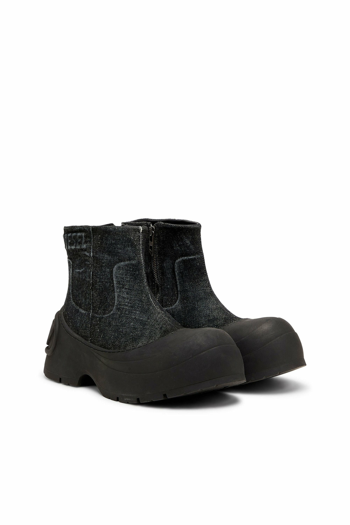 Diesel D-Donald - Denim ankle boots with wraparound rubber sole - Boots Mens in Black