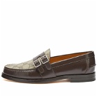 Gucci Men's Mellenial Double Buckle GG Supreme Loafer in Cocoa