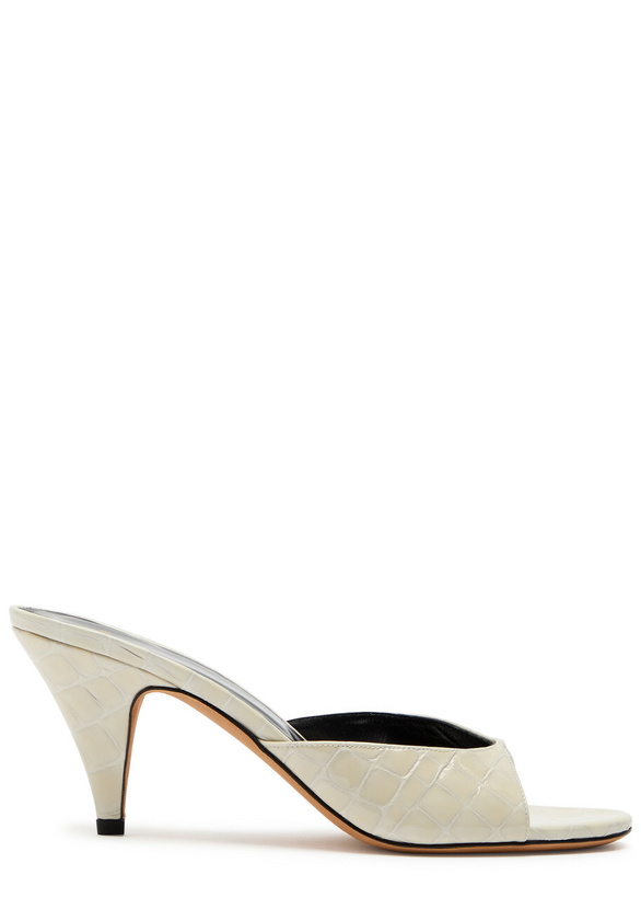 Photo: Jude Hazel 75 Crocodile-effect Leather Sandals Cream
