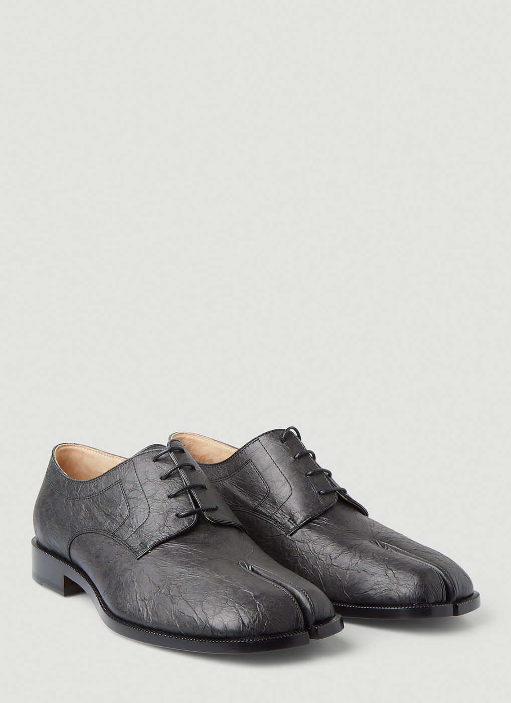 Paper Effect Tabi Derby Shoes in Black Maison Margiela