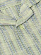 Corridor - Camp-Collar Striped Checked Cotton-Jacquard Shirt - Green