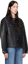 Alexander Wang Black Lambskin Trucker Leather Jacket