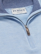 PURDEY - Cashmere and Silk-Blend Half-Zip Sweater - Blue