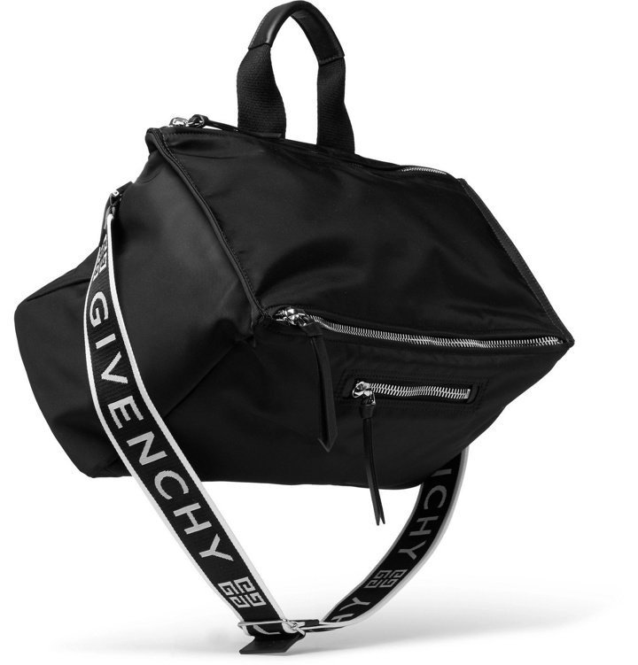 Photo: GIVENCHY - Pandora Leather-Trimmed Logo-Print Shell Tote Bag - Black