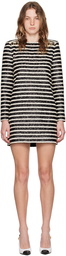 Balmain Black & White Sequinned Minidress