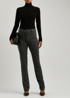 Norma Kamali Belted Stretch-cotton Trousers Dark Grey