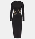 Area Claw embellished jersey midi dress