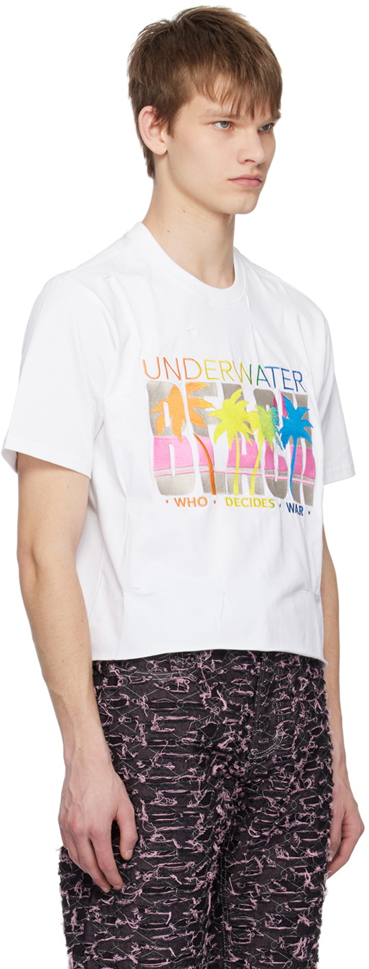Who Decides War by MRDR BRVDO White 'WDW Beach' T-Shirt