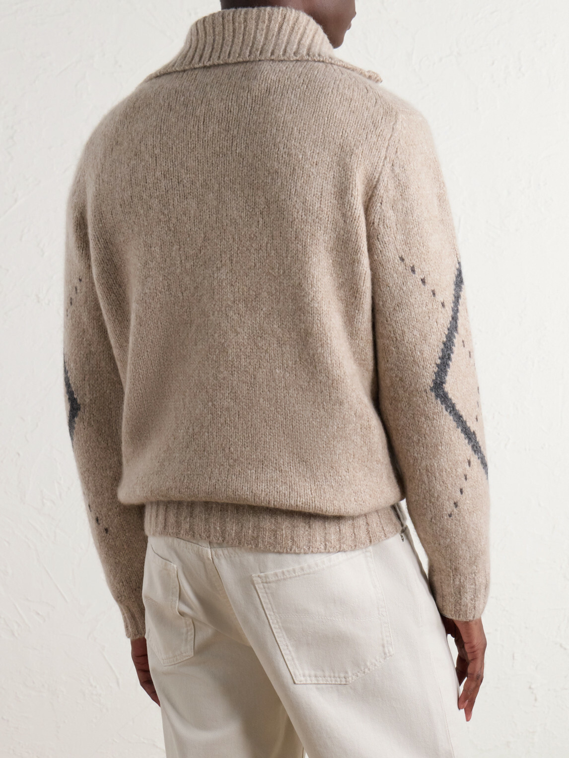 Brunello Cucinelli - Fair Isle Cashmere and Silk-Blend Half-Zip Sweater - Neutrals
