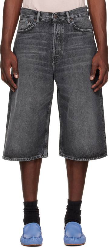 Photo: Acne Studios Black Faded Denim Shorts