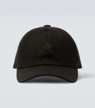 Loro Piana Logo embroidered suede baseball cap